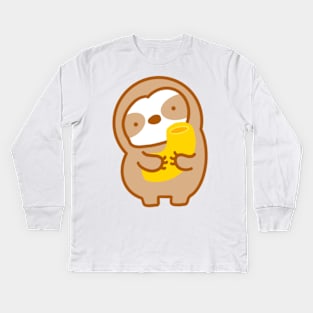 Cute Macaroni and Cheese Sloth Kids Long Sleeve T-Shirt